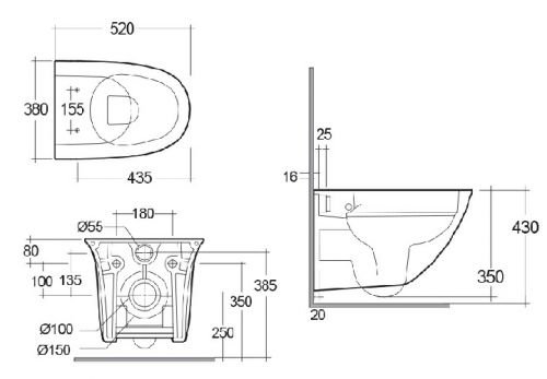 Rak-SENSATION Унитаз подвесной безободковый со скрытым монтажом, сиденье с м/л RAK Ceramics в Горячем Ключе