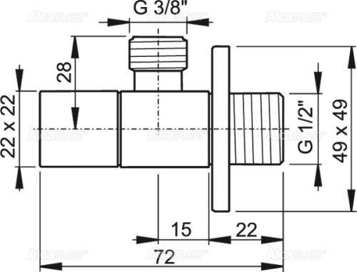 ARV002 Угловой вентиль 1/2" × 3/8", квадратный Alca Plast в Горячем Ключе