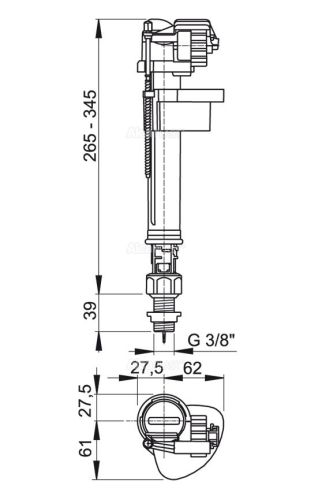 A18-3/8"Впускной механизм с нижней подводкой и металлической резьбой Alca Plast в Горячем Ключе